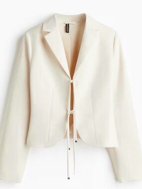 H&M Cream Tie-Front Blazer